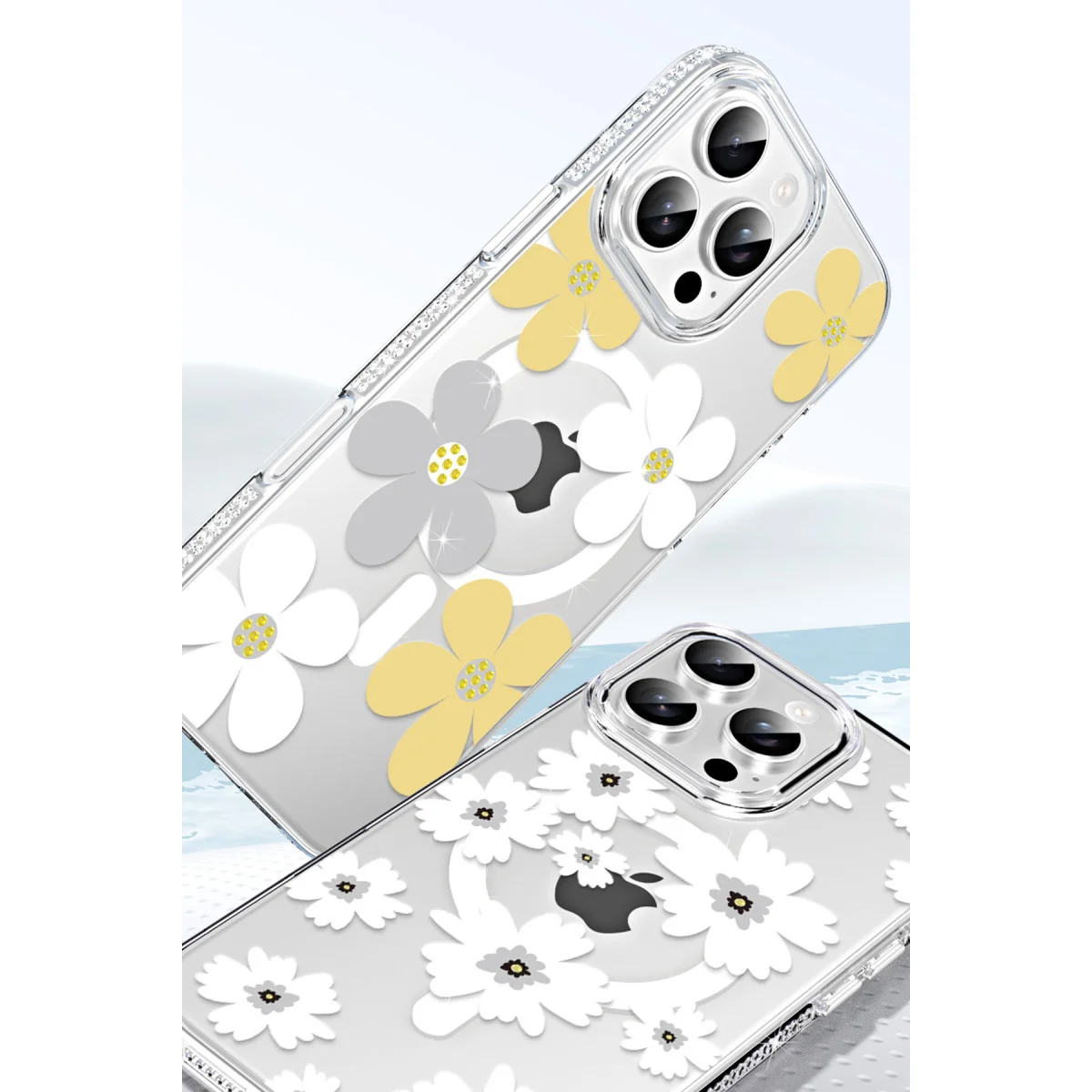 iPhone 16 Floral Magsafe Kapak - Beyaz