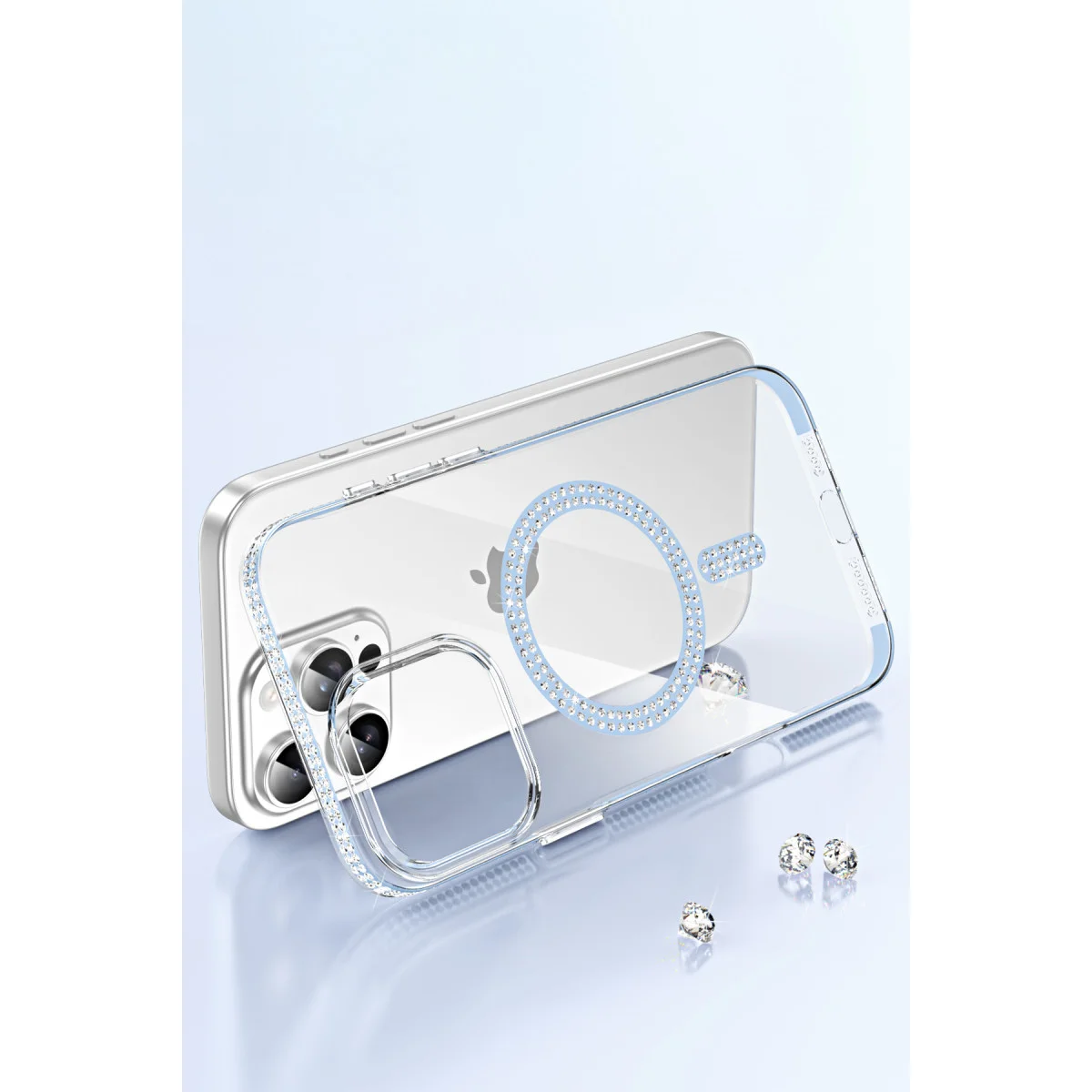 iPhone 16 Pro Move Taşlı Magsafe Kapak - Lila