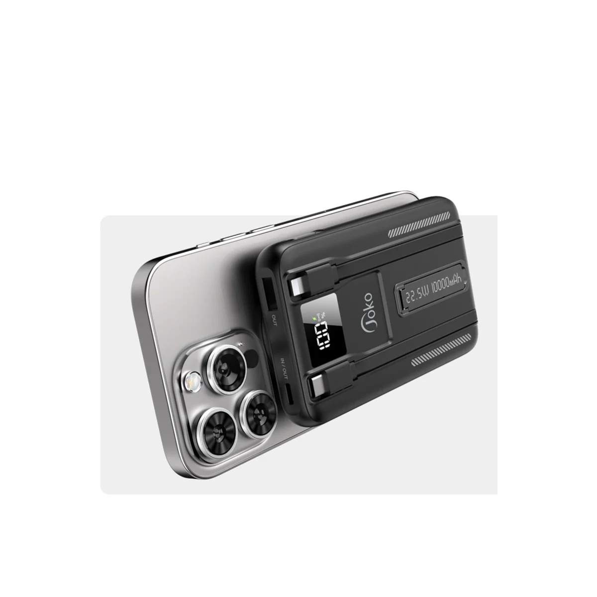 J39 10.000 mAh 20W PD Dahili Kablolu Magsafe Powerbank - Siyah