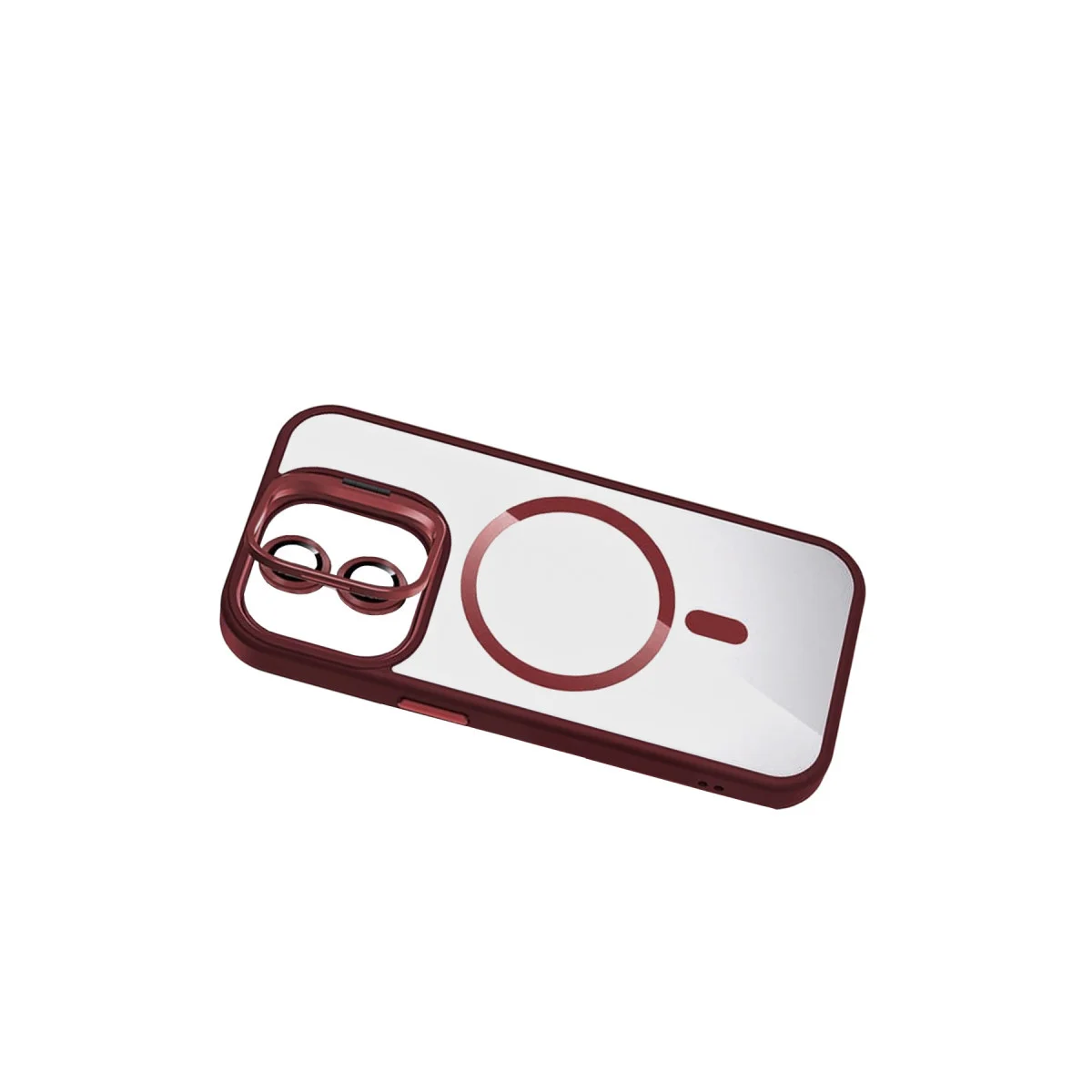 iPhone 11 Remim Lensli Magsafe Standlı Kapak - Bordo