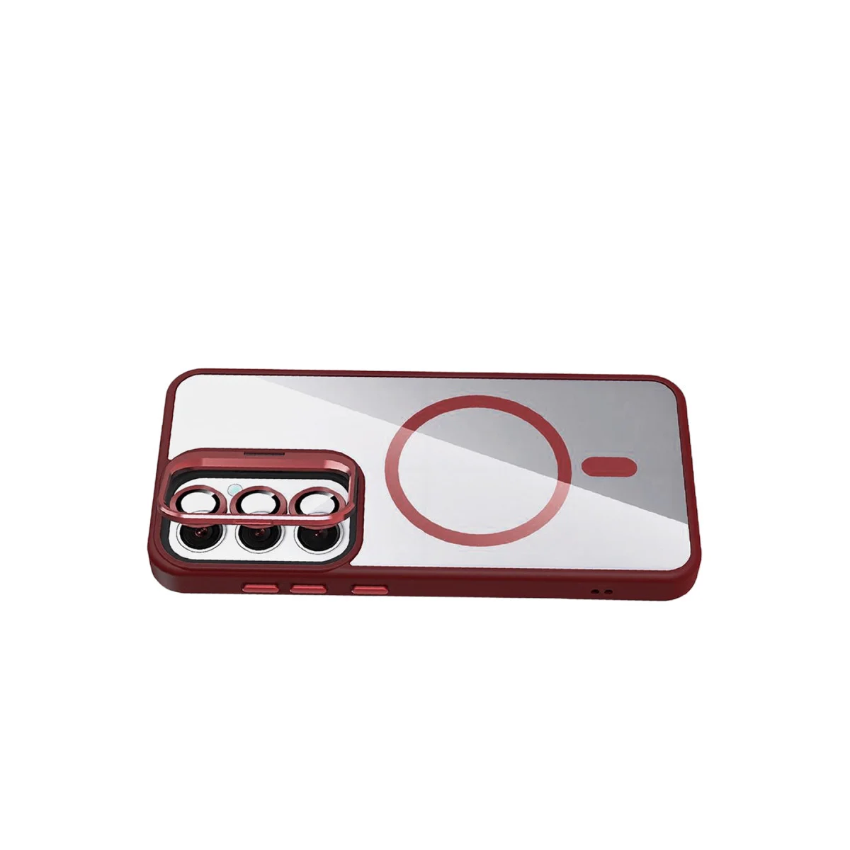 Galaxy S25 Remim Lensli Magsafe Standlı Kapak - Bordo
