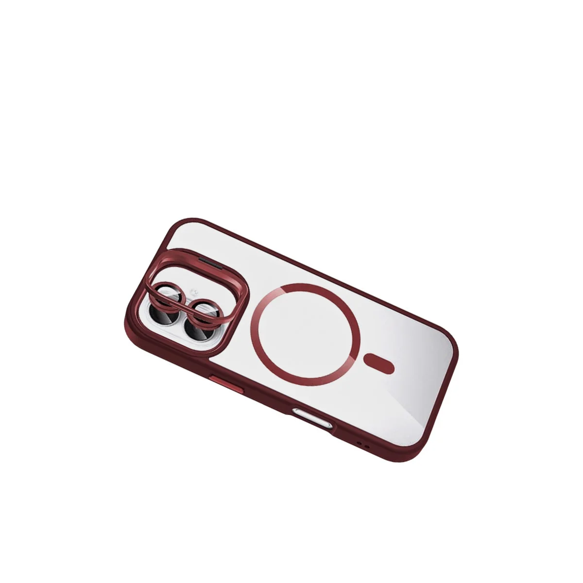 iPhone 17 Remim Lensli Magsafe Standlı Kapak - Bordo