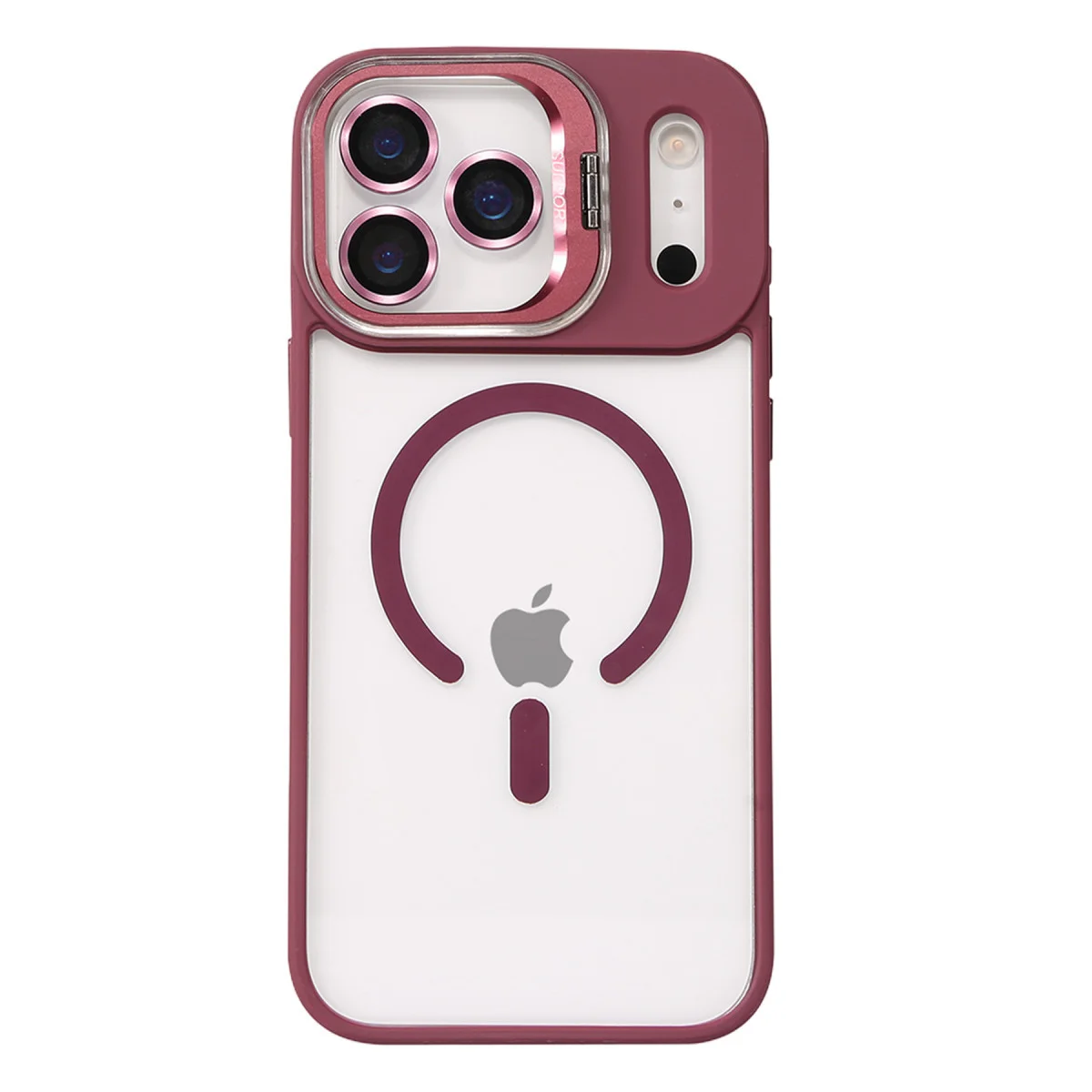 iPhone 17 Pro Remim Lensli Magsafe Standlı Kapak - Bordo