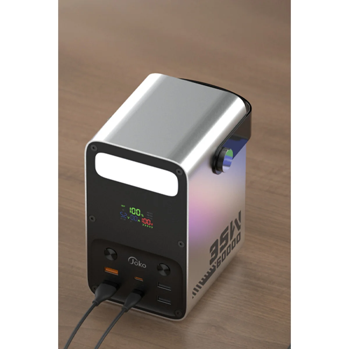 J51 60.000 mAh Dijital Sarj Göstergeli Led Işıklı 35W PD Powerbank - Gümüş