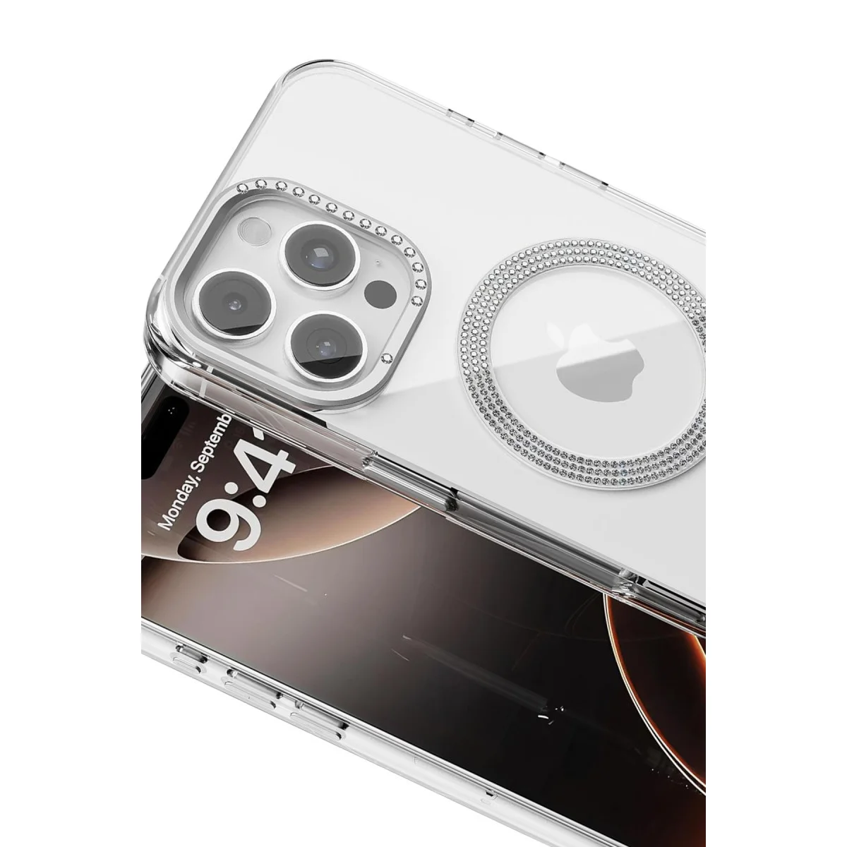 iPhone 16 Pro Max Tash Diamond Magsafe Kapak - Beyaz