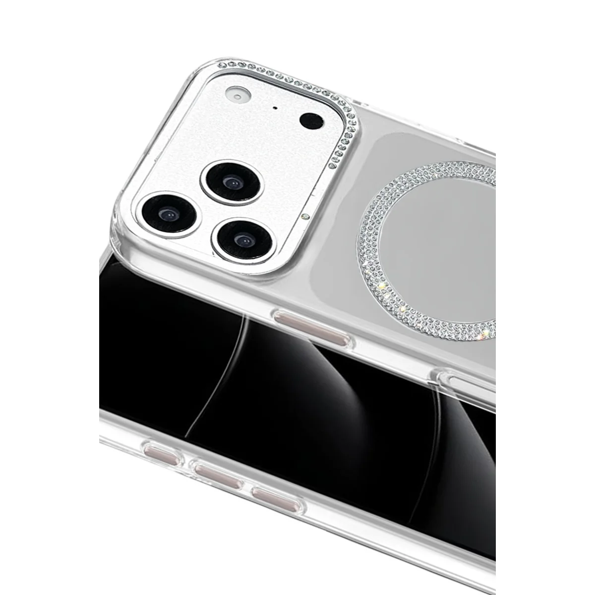 iPhone 17 Pro Tash Diamond Magsafe Kapak - Beyaz