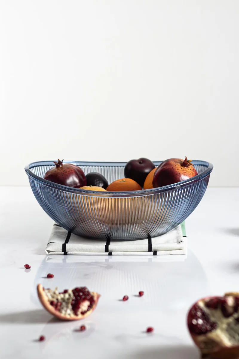 Akrilik Barok Lacivert Büyük Oval Meyve & Salata Kasesi & Karıştırma Kabı / 3,3 Lt (CAM DEĞİLDİR)