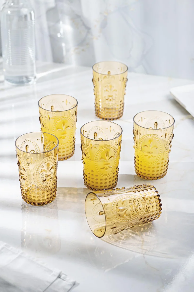 Akrilik Amber Tekli Kısa Bardak & Su Meşrubat Kahve Yanı Bardağı 400 ml ( Cam Değildir )