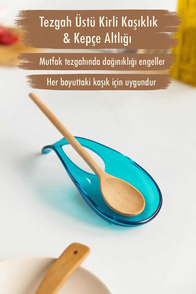 Akrilik Aquamarin Tezgah Üstü Kirli Kaşıklık & Kepçe Altlığı
