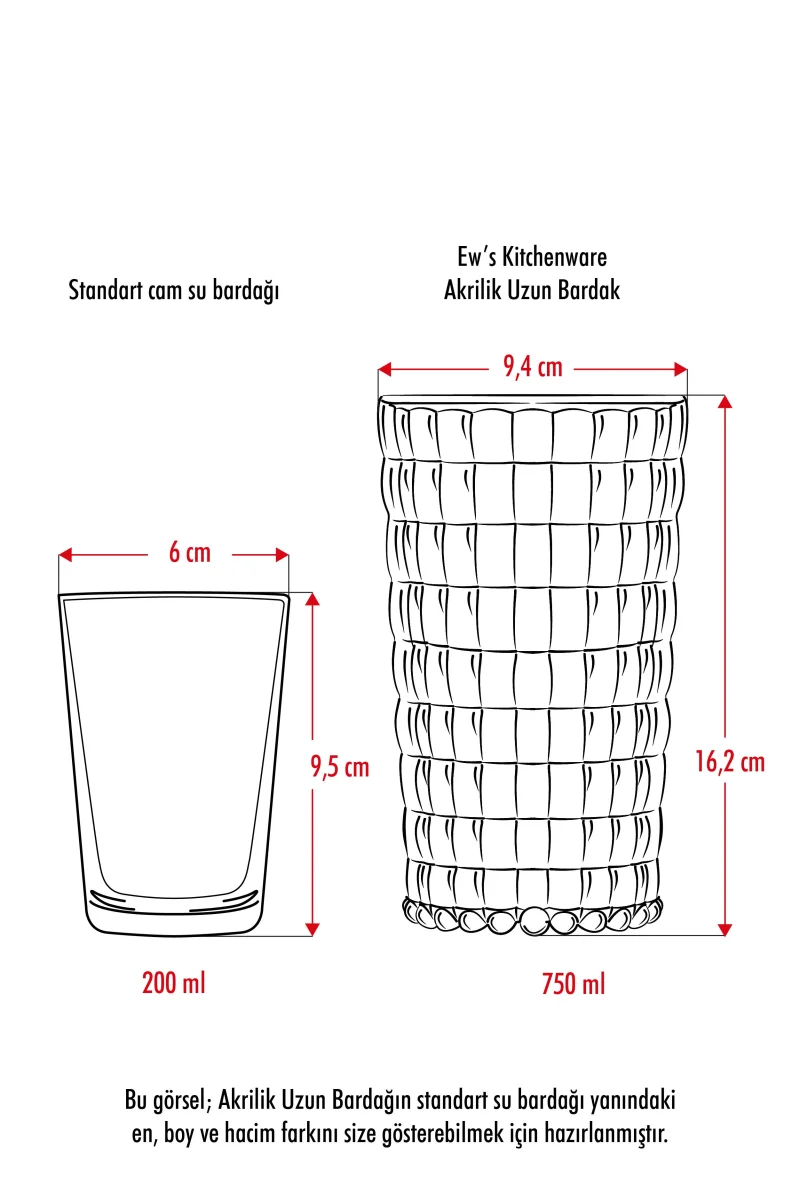 Allegra Koyu Yeşil 6’lı Bardak Seti 750 ml Akrilik Malzeme - Cam Değildir Kırılmaya Dayanıklı