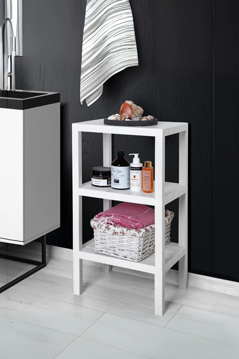 3 Katlı Beyaz Raf Kitaplık & Banyo Düzenleyicisi 73,5 cm
