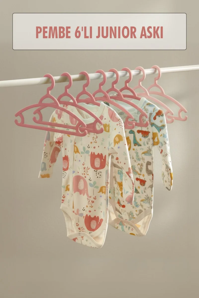 6’lı Bebek Askısı & Bebek Gardırop Askısı Pembe Set