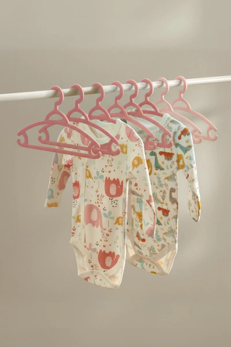 6’lı Bebek Askısı & Bebek Gardırop Askısı Pembe Set