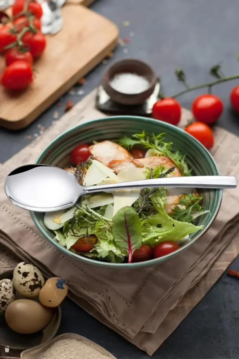 Paslanmaz Çelik Mini Servis Kaşığı 20 cm Salata Tatlı Yemek Servis Kaşığı