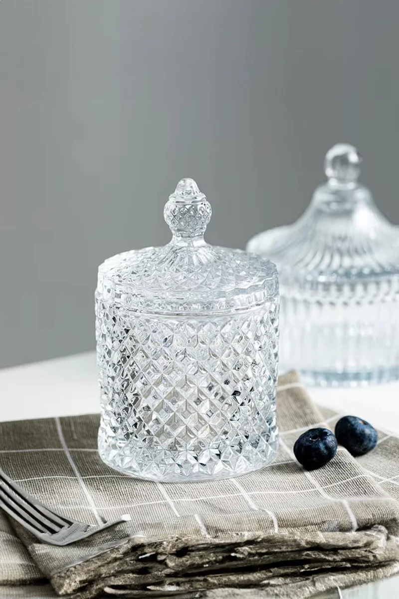 Kristal Desenli Cam Şekerlik 550 ml