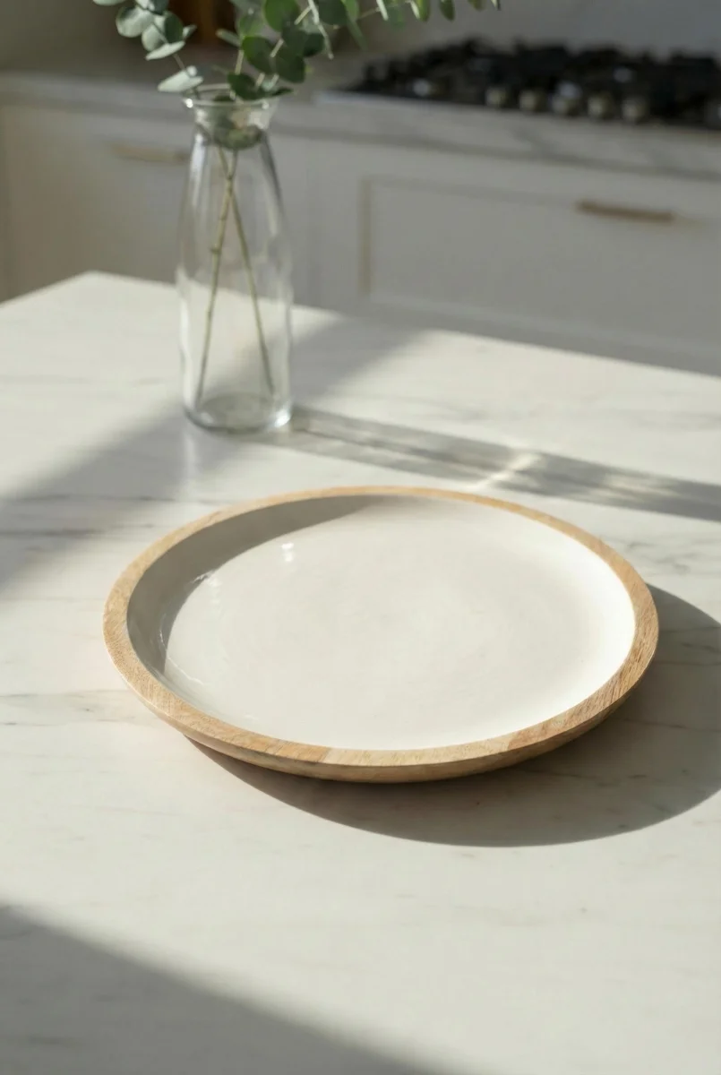 Mango Agacı Servis Tabağı & Sunum Tabağı 25 Cm Krem