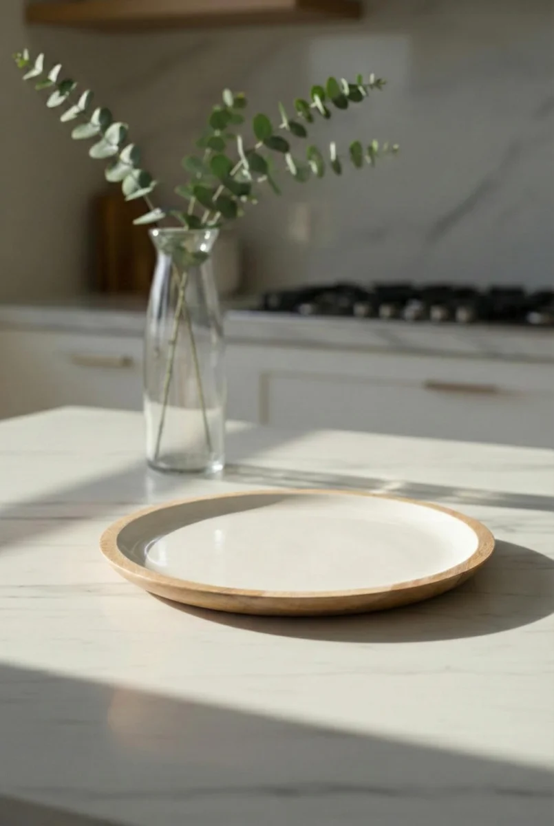 Mango Agacı Servis Tabağı & Sunum Tabağı 25 Cm Krem