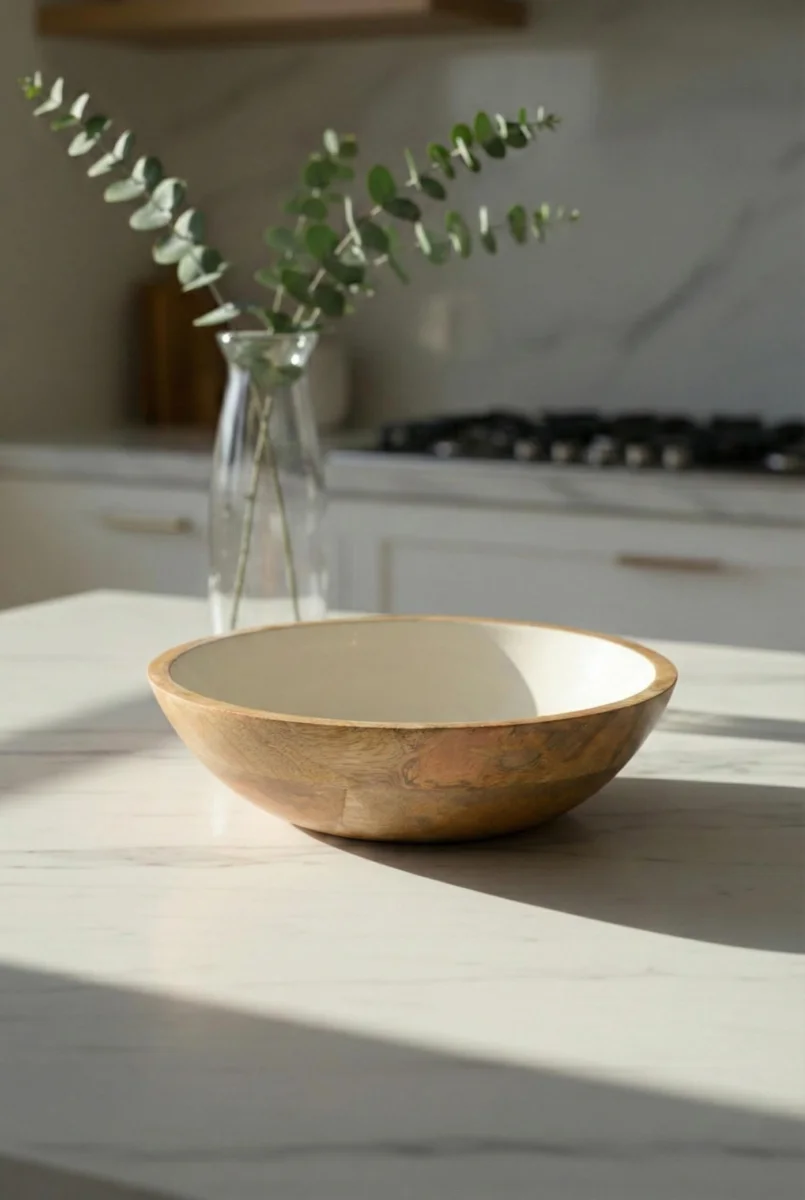 Mango Agacı Sunum Servis Kasesi & Dekoratif Kase 25 Cm Krem