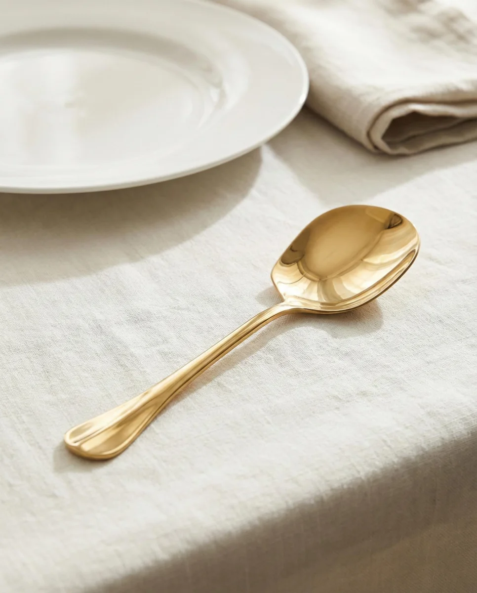 Gold Orta Boy Paslanmaz Çelik Servis Kaşığı & Profesyonel Sunum Gereci 21 cm