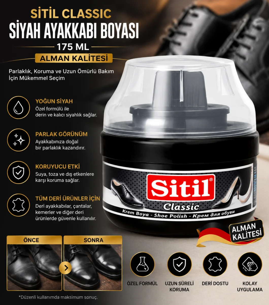 175 ML Siyah Ayakkabı Boyası Sünger Başlıklı Parlatıcı Krem | Deri Ayakkabı Bakım ve Koruyucu Bakım Kremi