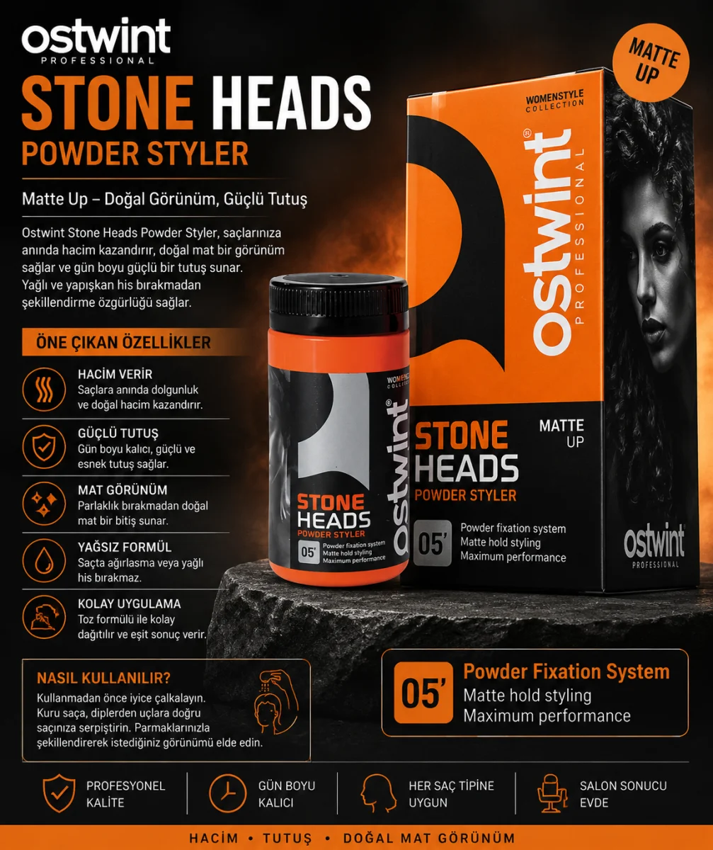 Professional Stone Heads Powder Styler 20 ml Mat Görünümlü Hacim Veren Saç Şekillendirici Pudra