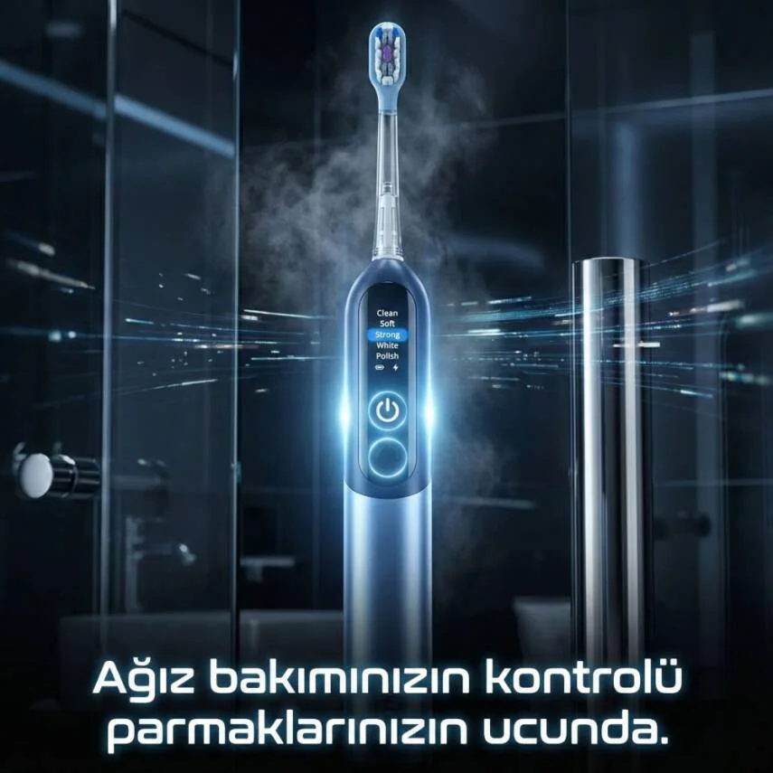 Şarjlı Sonik Diş Fırçası, Dijital Ekranlı Şarjlı Diş Fırçası (Mavi)