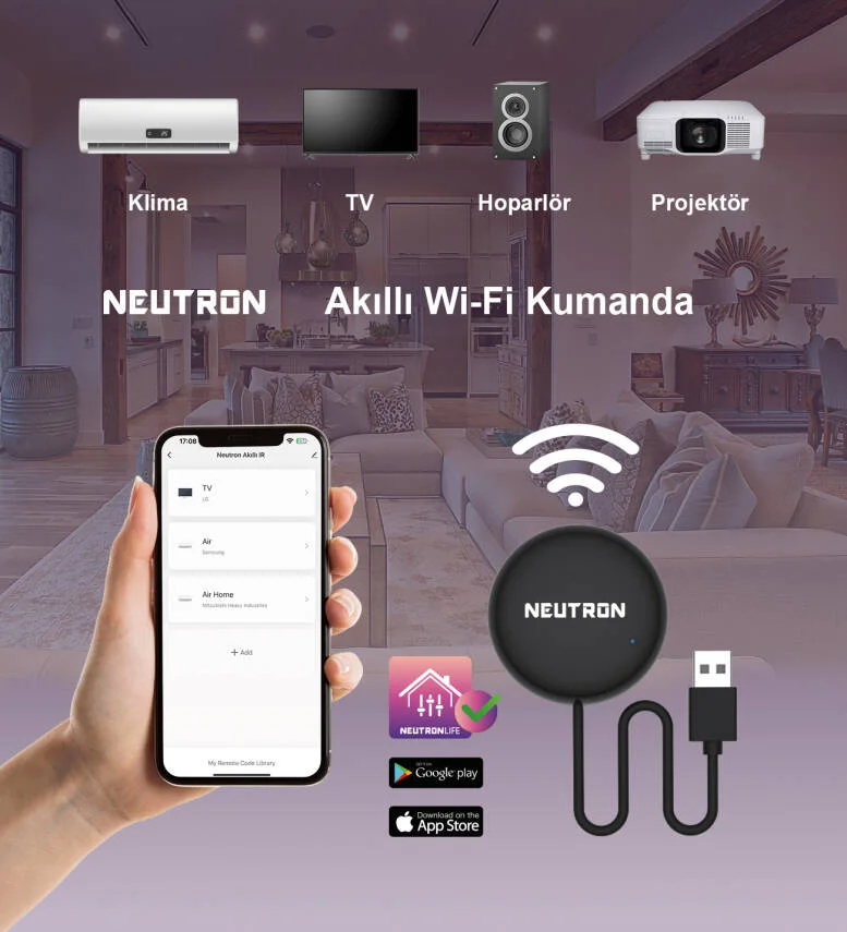 Akıllı Wifi Kumanda, Tüm Cihazları Telefondan Yönetme