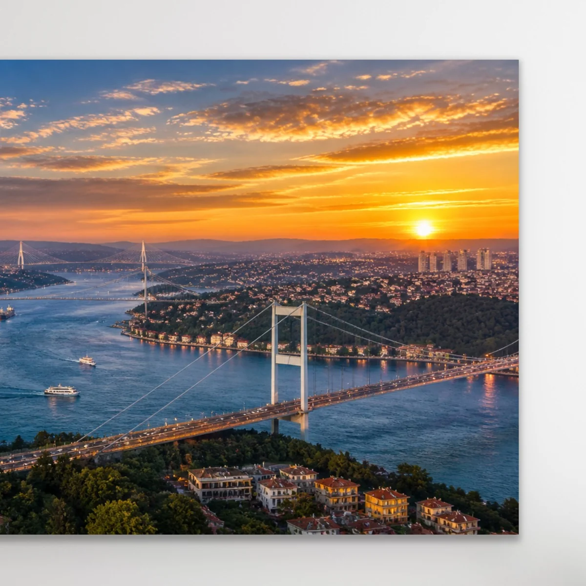 3 Boğaz Manzaralı İstanbul Kanvas Tablo 60X120 CM