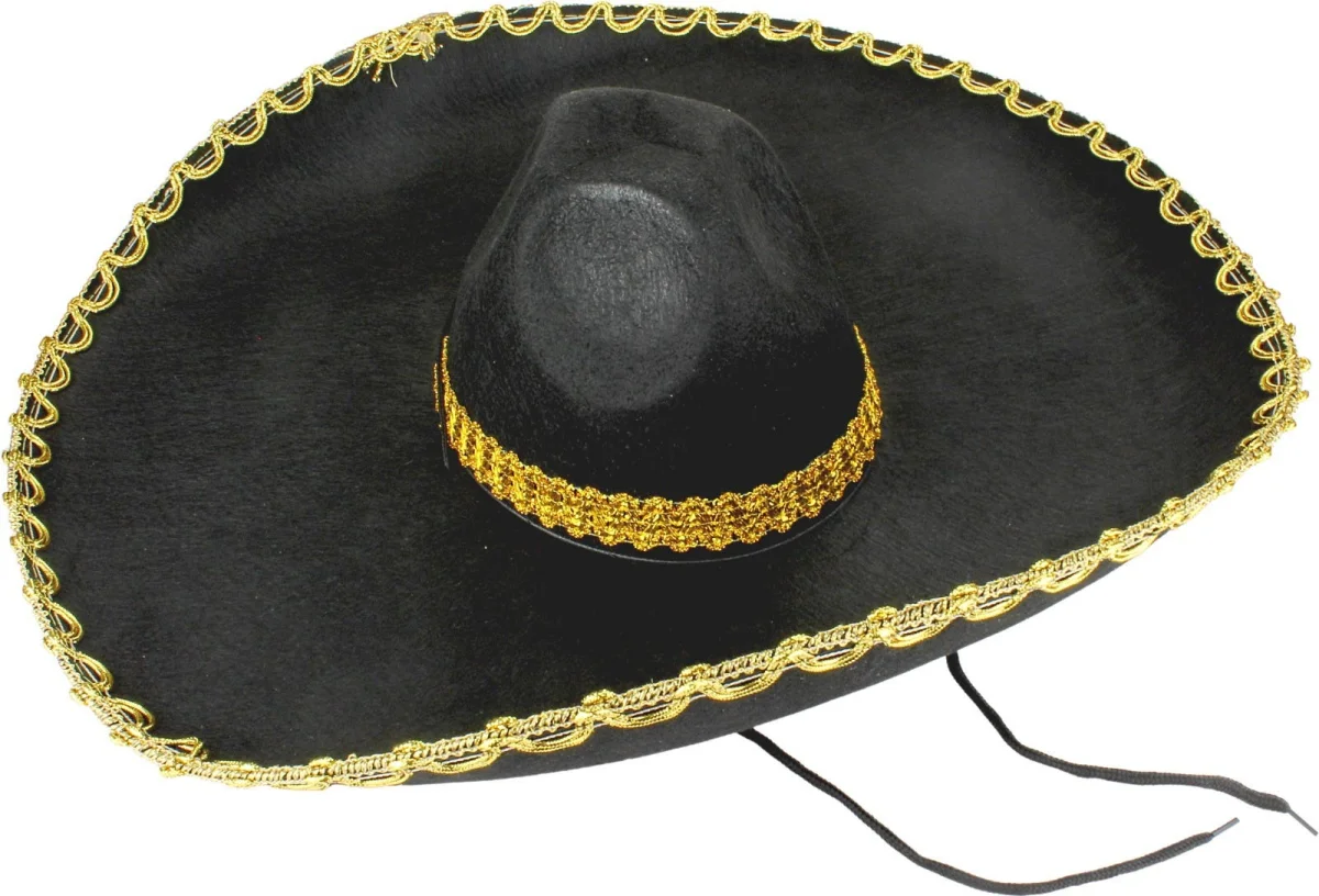 Sombrero Meksika Şapkası Mariachi Altın Şeritli Yetişkin Boy