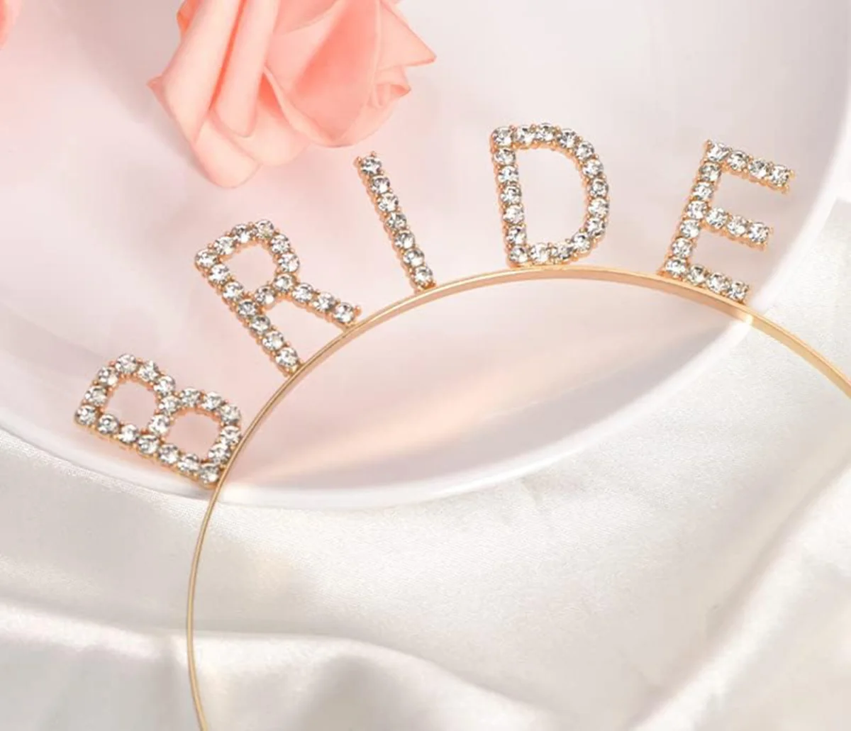 Altın Gold Renk Bekarlığa Veda Kristal Taş Bride Tacı İthal 16x10 cm