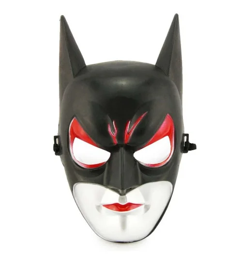 Kırmızı Gözlü Siyah Batman Maske - Lastikli Batgirl Maskesi 28x17 cm