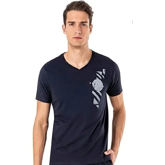 Pierre Cardin 6011 Erkek  Kısa Kol V Yaka Pijama Takımı
