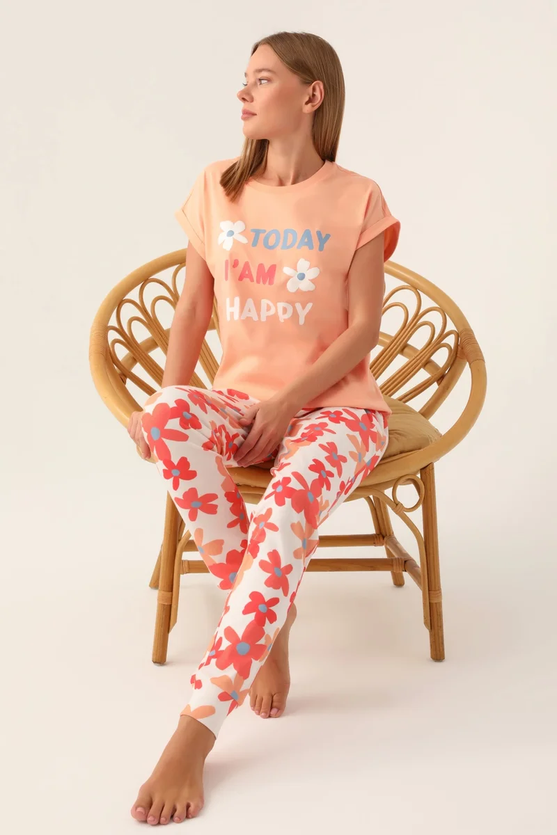 Roly Poly 3394-S Kadın Çiçekli Kısa Kol Pijama Takımı