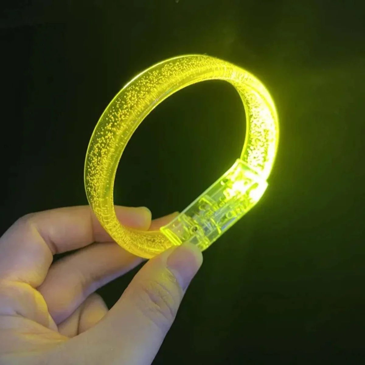 Sarı Led Işıklı Baskı Yapılabilen Pilli Bileklik Bilezik 1,5 cm Genişlik