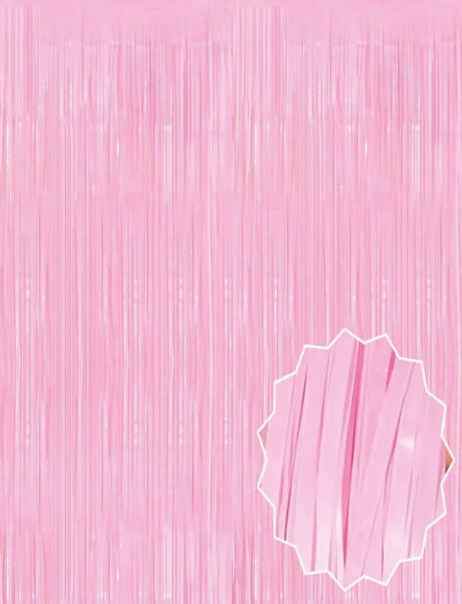 Soft Pembe Püsküllü Kapı Perdesi - Parti, Baby Shower, Cinsiyet Partisi 1x2 m