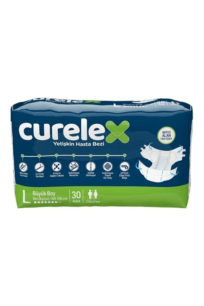 Curelex - Belbantlı Yetişkin Hasta Bezi - L - 30'lu