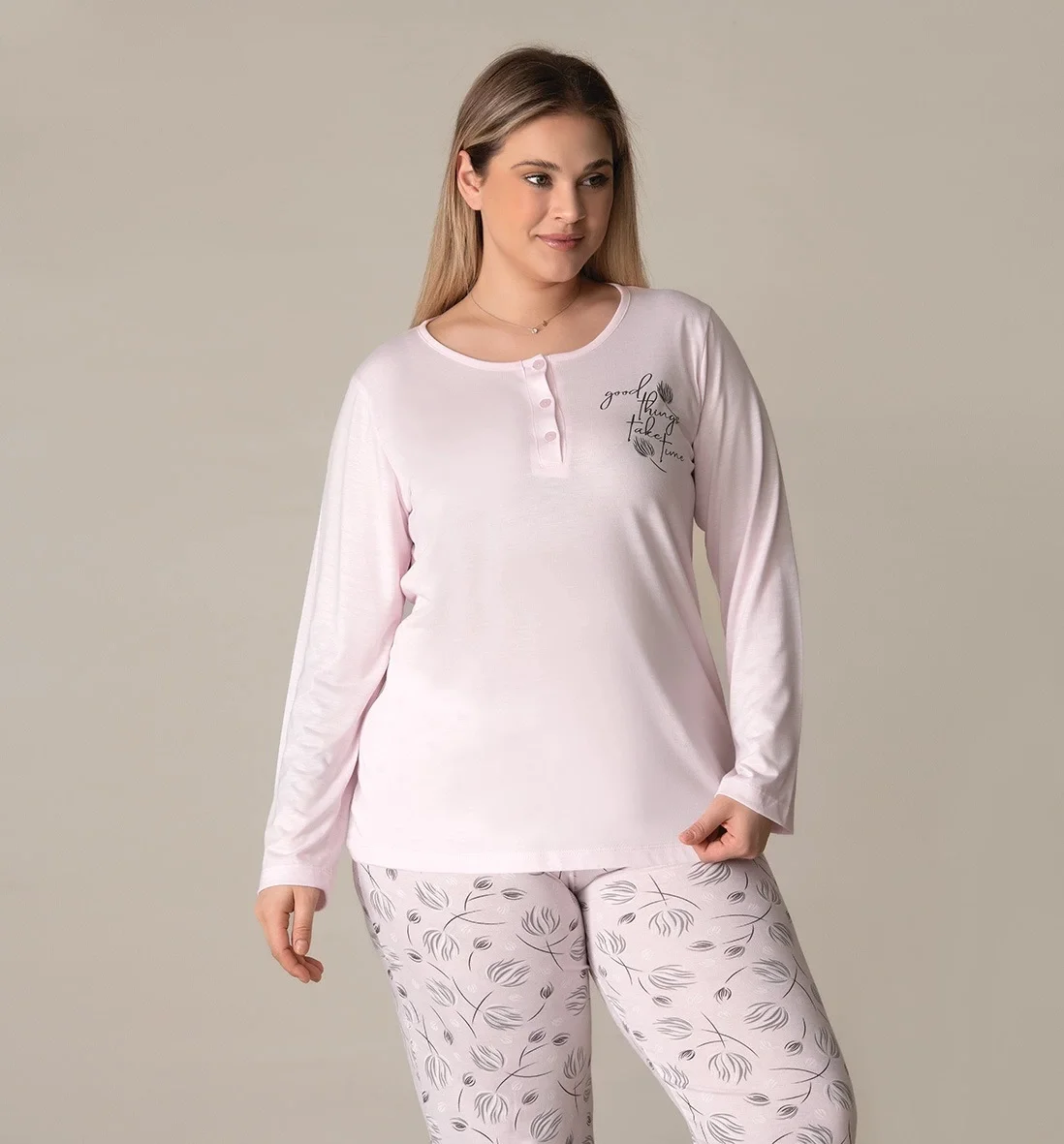 Alperi B790-12 Bayan Battal Uzun Kol Pijama Takımı