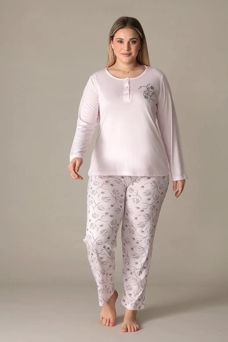 Alperi B790-12 Bayan Battal Uzun Kol Pijama Takımı