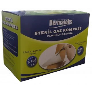 Dermateks - Nonsteril Gaz Kompres - 7.5 cm x 7.5 cm - 100'lü