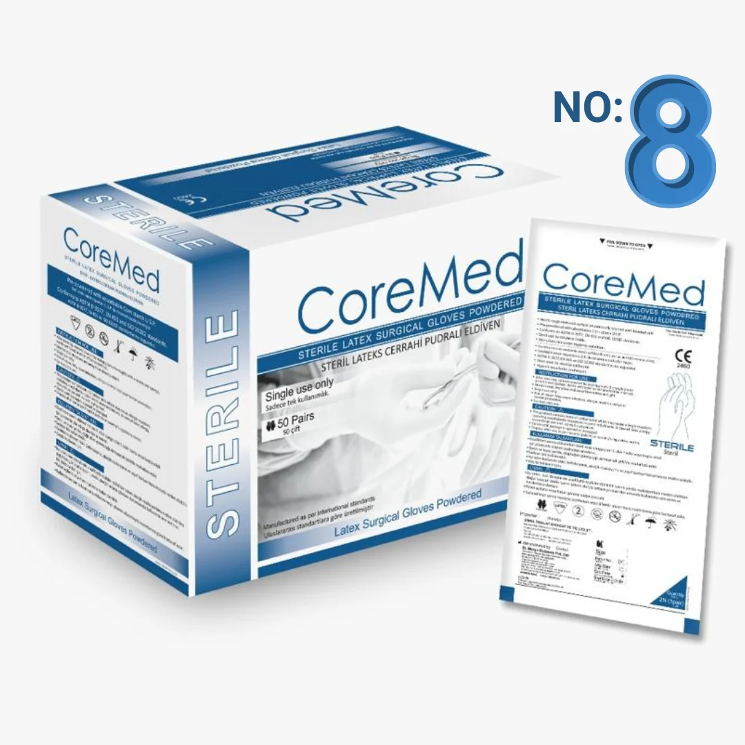 Steril Cerrahi Eldiven - 8 Numara - Pudralı - Lateks