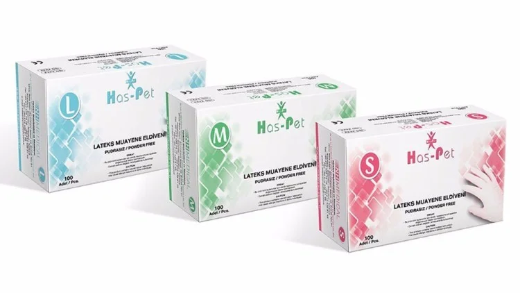 Haspet - Lateks Pudrasız Muayene Eldiveni - L