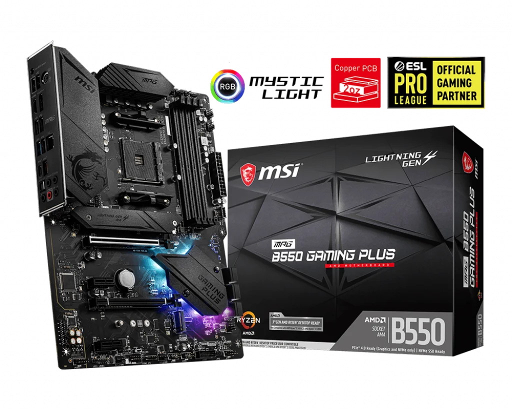 MSI MPG B550 GAMING PLUS DDR4 4400MHZ 1XHDMI 1XDP 2XM.2 USB 3.2 ATX AM4 (AMD AM4 5000/4000G/3000 SERİLERİ İLE UYUMLU)