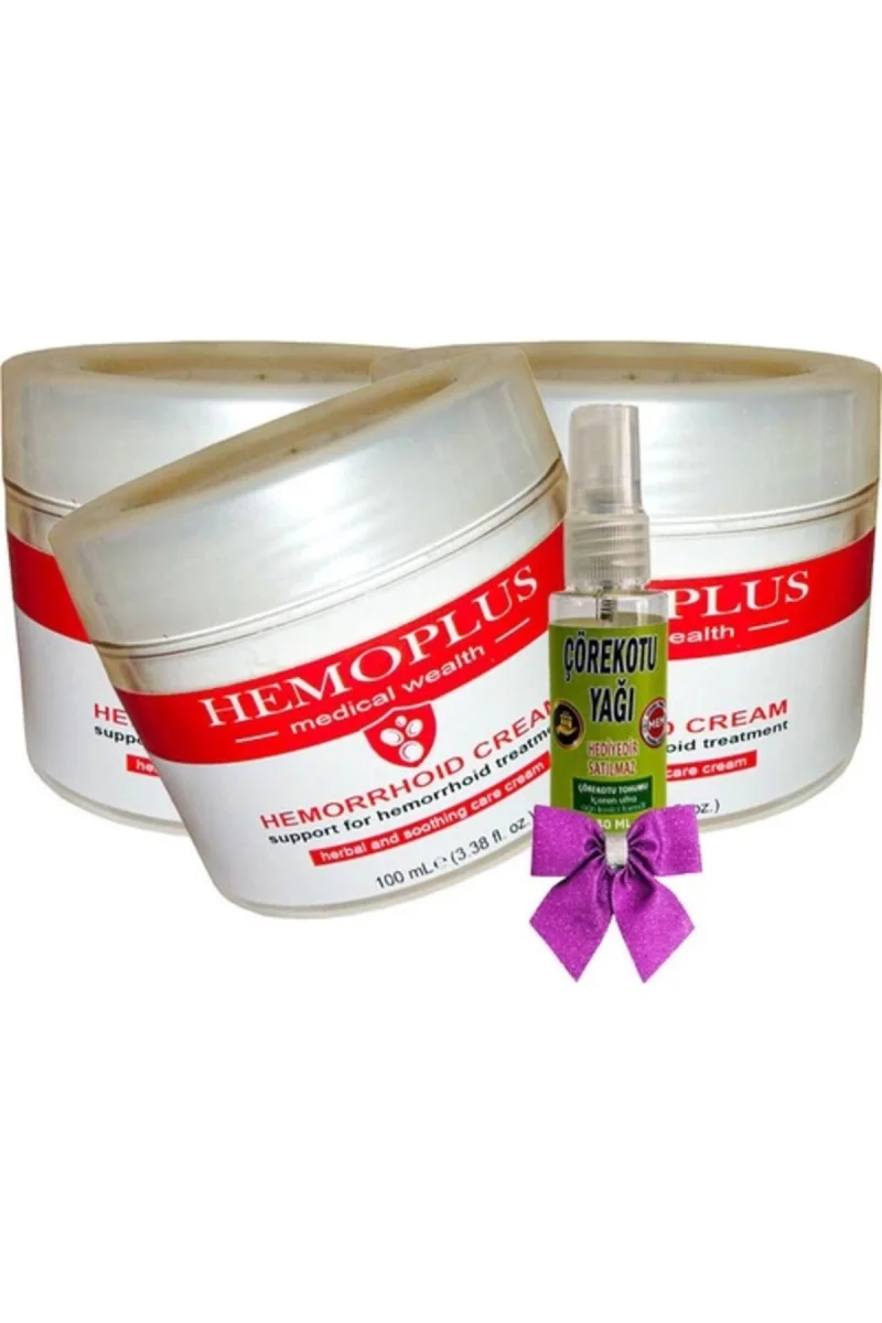 Hemoplus Bakım Kremi 100 ml x 3 adet + Çörek Otu Yağı 30 ml