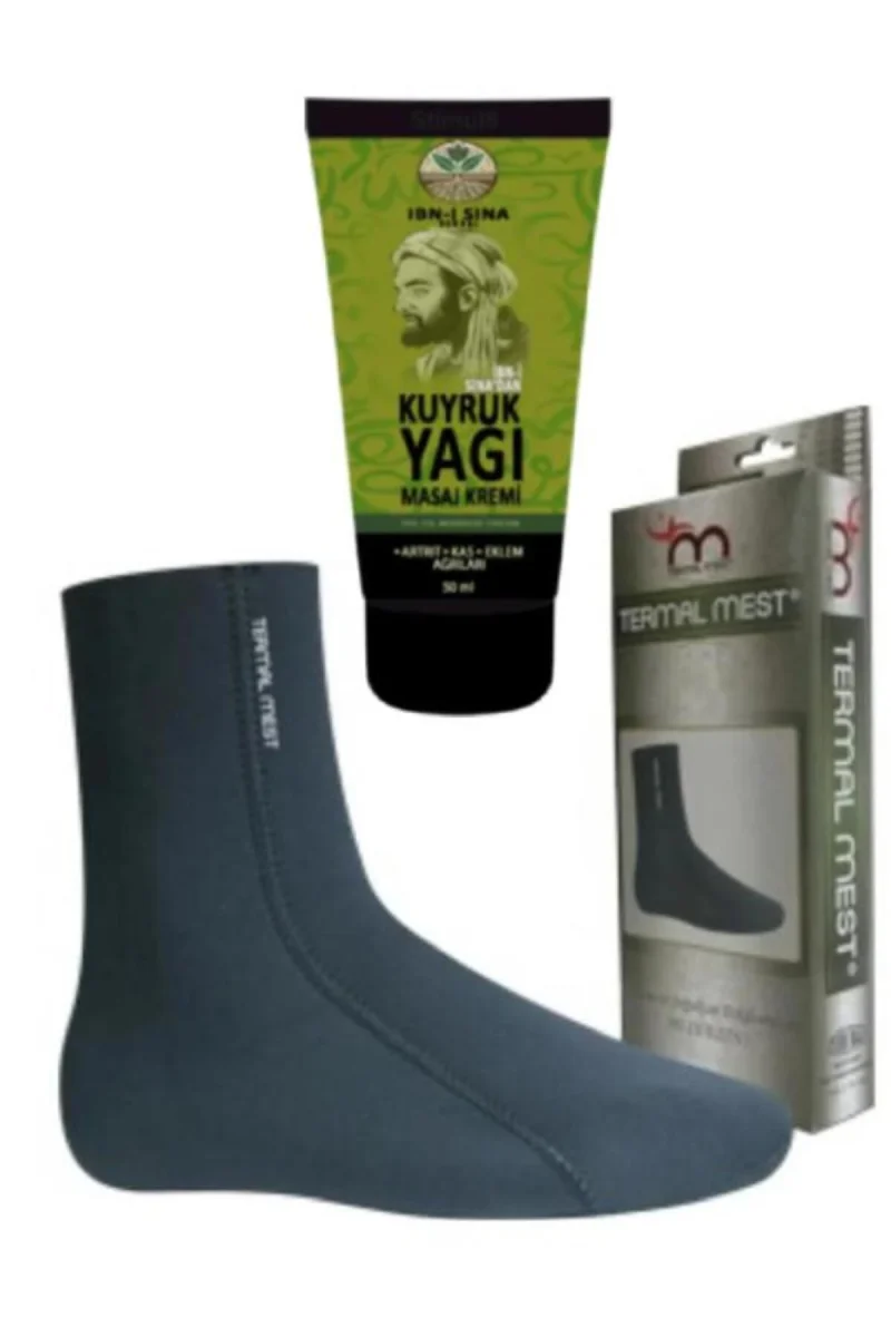İbni Sina Kuyruk Yağı Masaj Kremi 50 ml Su ve Isı geçirmeyen Mest Çorap(XXL)