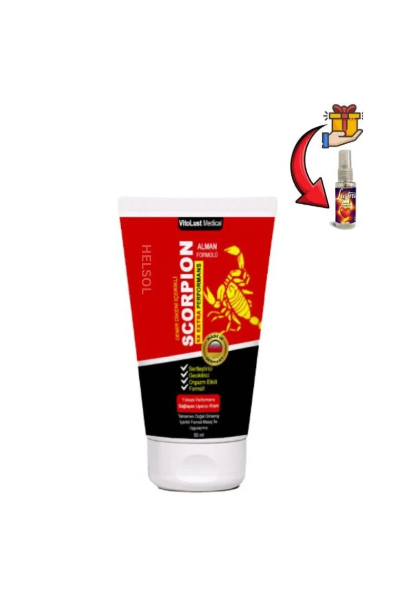 Scorpion Erkeklere Özel Geciktiricili ve Sertleştiren Bakım Kremi 50 ml x 1 ad.+Lustra Masaj Yağı