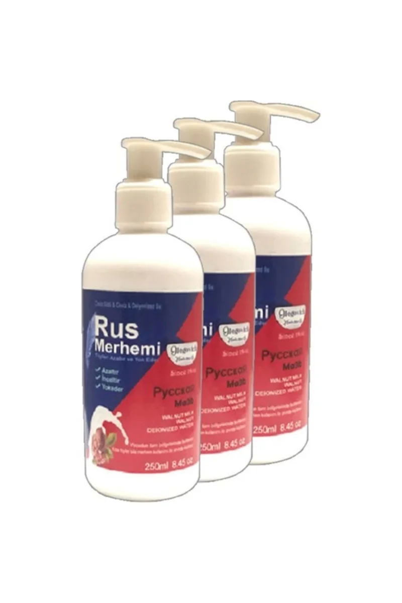 Tüylere Krem  3 Tane 250 ml Ceviz Sütlü & Cevizli Russ Merhemi