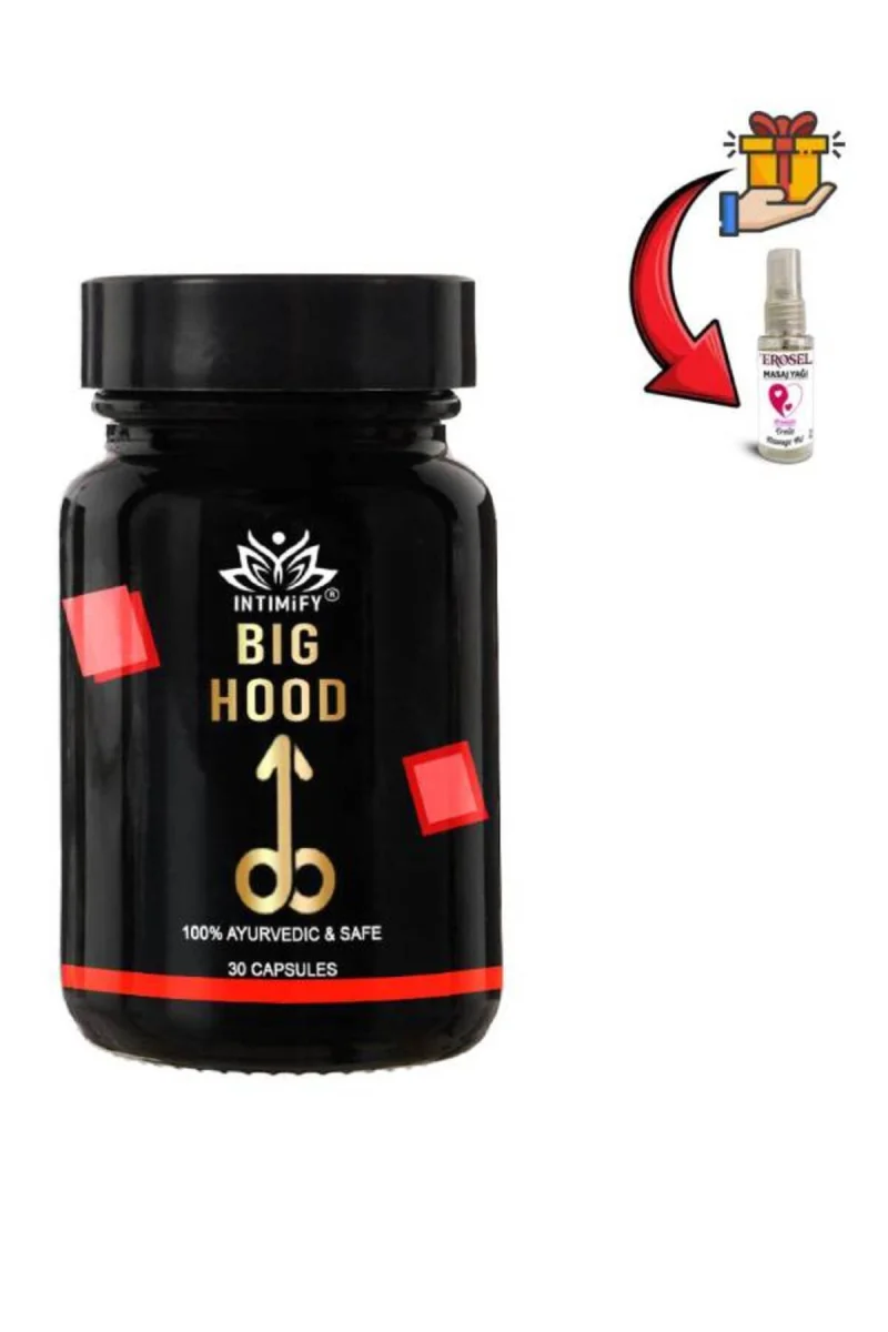 Big Hood Erkekler İçin Özel Bölge Büyütücülü Destekleyici 30'lı x 1 ad.+Erosel Masaj Yağı