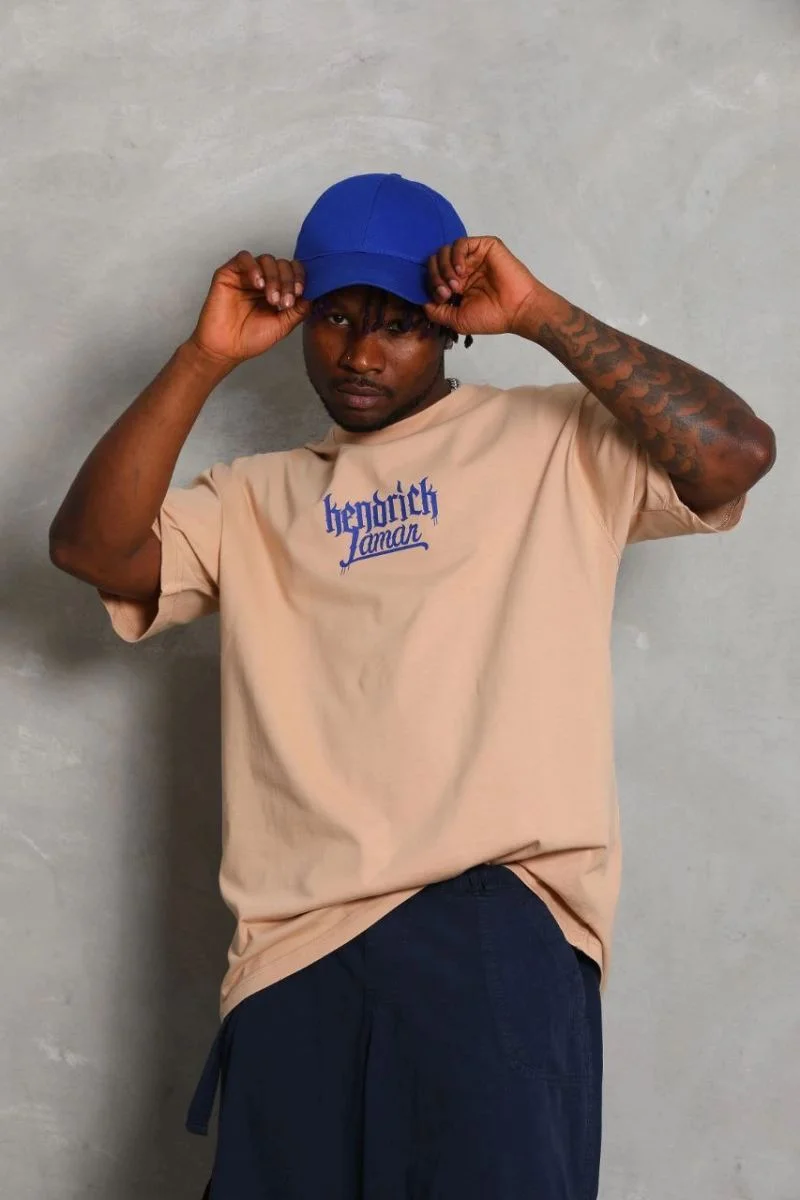 Erkek Baskılı Tişört Kısa Kol Bisiklet Yaka Oversize T-Shirt - Bej