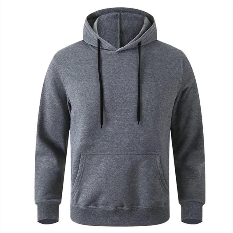 Erkek 3 İplik Pamuklu Kapüşonlu Cepli Oversize Hoodie Sweatshirt - Füme