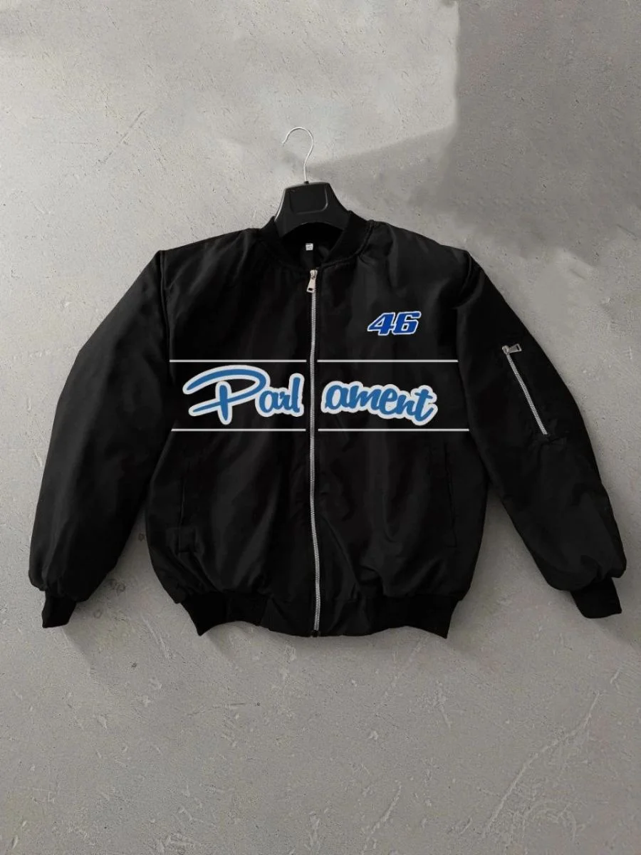 ERKEK Siyah Parliament Bomber Mont – 46 Numara Detaylı, Fermuarlı, Cepli, Mont - Siyah